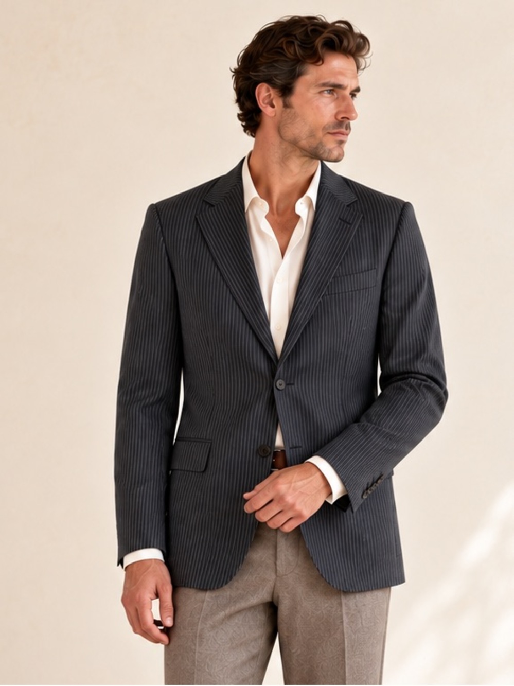 Hugo Boss Tailored Pinstripe Super 120 Wool Blazer Power sz 40R